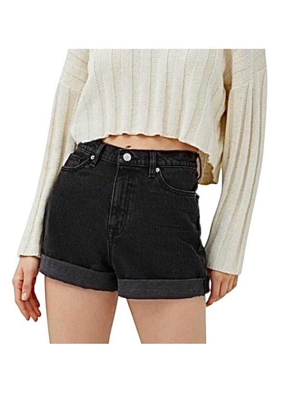 NWT Urban Outfitters BDG mom high rise grey black denim jean shorts 24